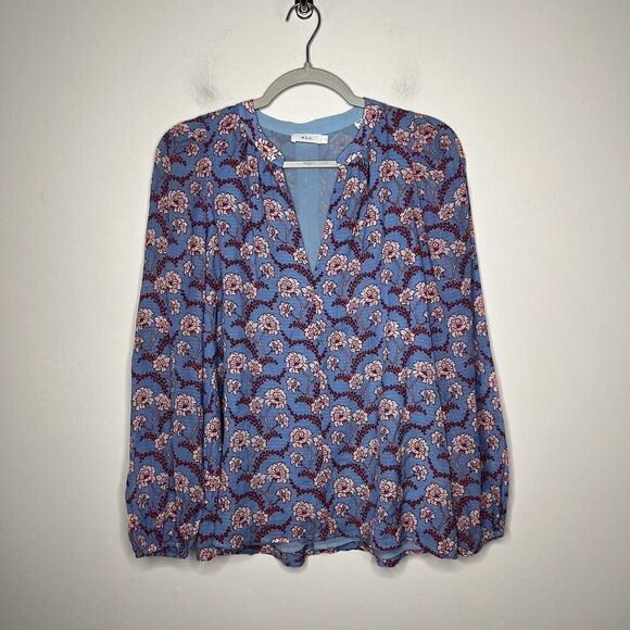 ALC Top Womens 4 Floral V Neck Flowy Lined Lightweight Boho Feminine Blue Shirt - Picture 13 of 14